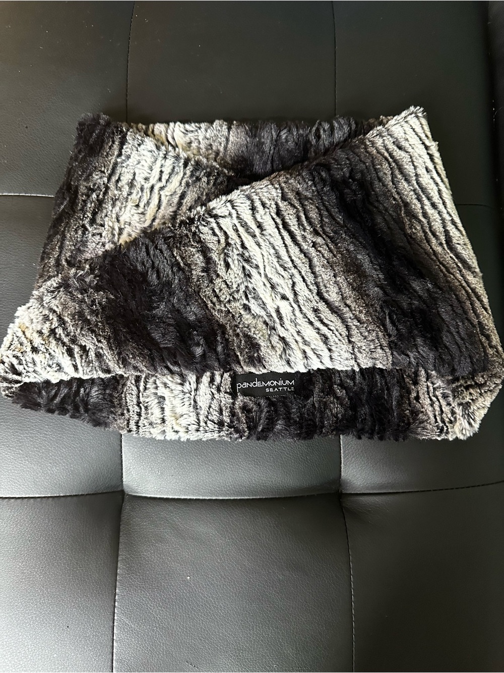 Pandemonium Seattle Faux Fur Infinity Scarf Cowl Black Gray